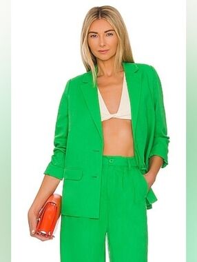 Cami NYC Owen Linen Blend Relaxed Boyfriend Blazer Palm Green Blazer Size M